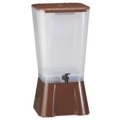 TableCraft 1054 Brown & White 5 Gallon Plastic Beverage Dispenser