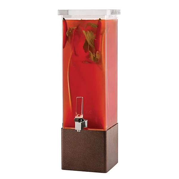 Rosseto LD173 2 Gallon Square Beverage Dispenser With Bronze Base 1 Rosseto LD173 2 Gallon Square Beverage Dispenser With Bronze Base