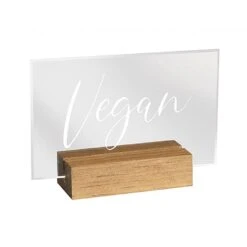Cal-Mil 22336-5-99 Acrylic With Wood Base 3.5" X 1" X 2.5" Vegan Sign