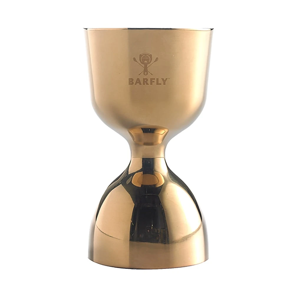 Mercer Culinary M37006GD Gold 1 & 2 Ounce Straight Rim Jigger 1 Mercer Culinary M37006GD Gold 1 & 2 Ounce Straight Rim Jigger