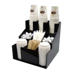 Winco CLSO-3T Black 9-Comp. 3-Tier Cup/Lid Organizer